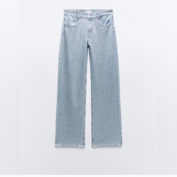 Zara Rhinestone Wide Leg Jeans - Picture 3 of 12